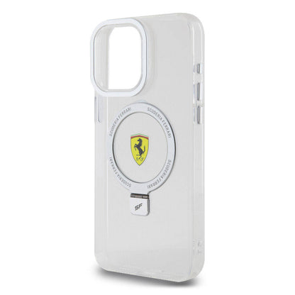 iPhone 15 Pro Max Kılıf Ferrari M-safe Şarj Özellikli Standlı Buzlu Yüzey Dizayn Kapak