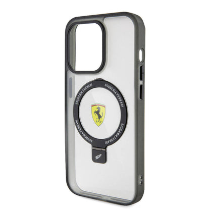iPhone 15 Pro Max Kılıf Ferrari M-safe Şarj Özellikli Standlı Buzlu Yüzey Dizayn Kapak