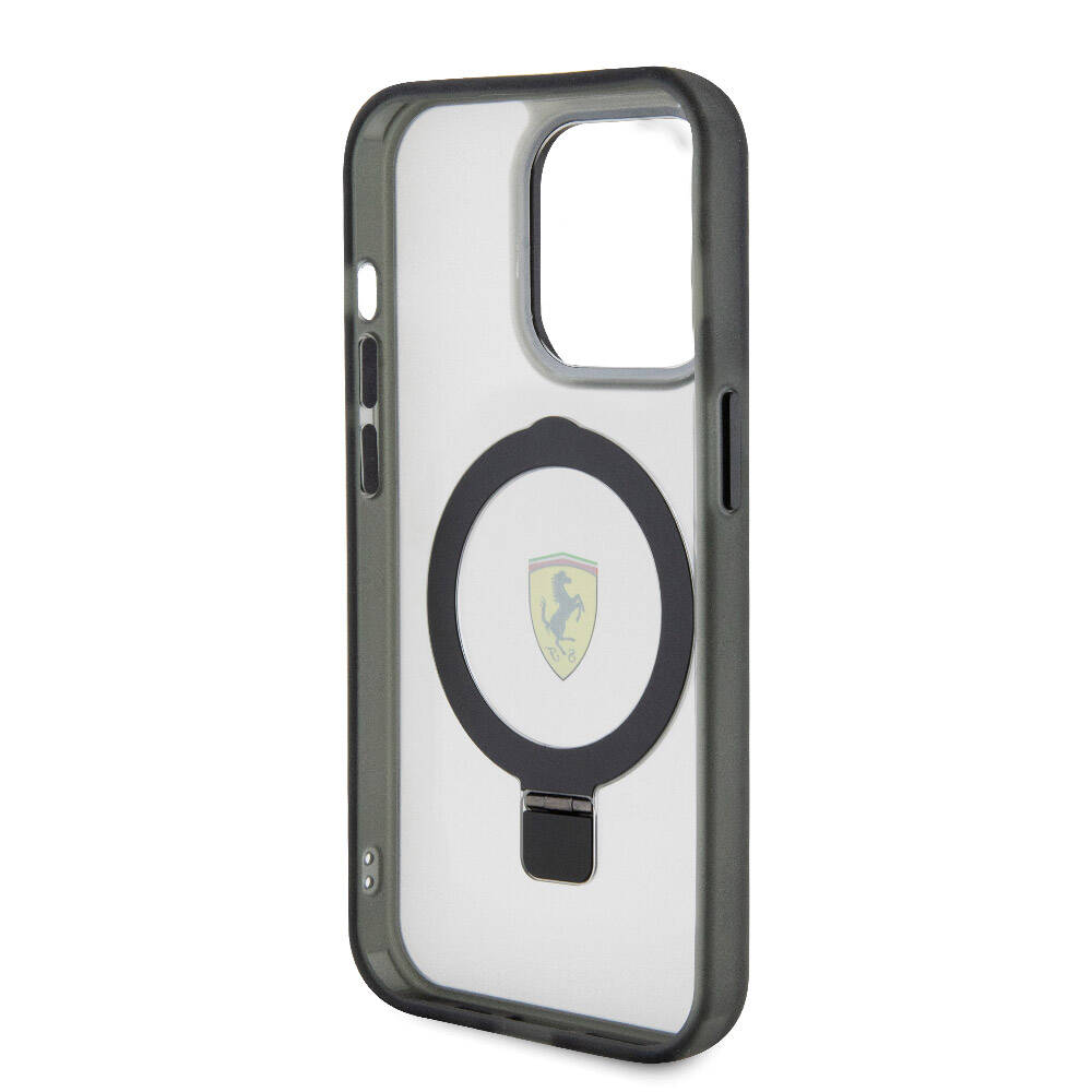 iPhone 15 Pro Max Kılıf Ferrari M-safe Şarj Özellikli Standlı Buzlu Yüzey Dizayn Kapak