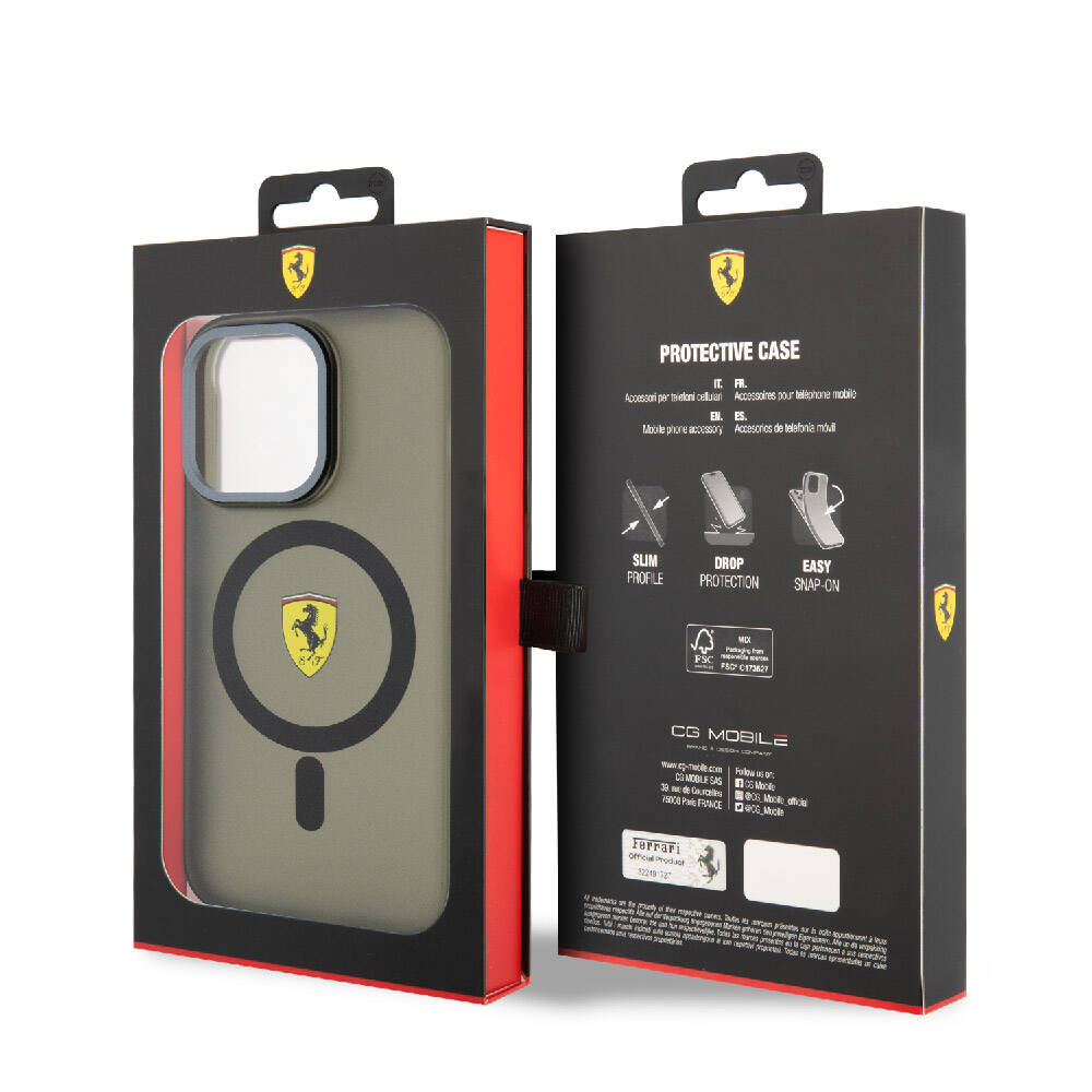 iPhone 15 Pro Max Kılıf Ferrari Orjinal Lisanslı M-safe Şarj Özellikli Kontrast Bumper Kapak