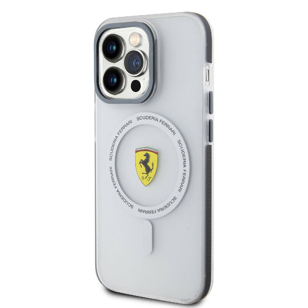 iPhone 15 Pro Max Kılıf Ferrari Orjinal Lisanslı M-safe Şarj Özellikli Kontrast Bumper SF Ring Kapak