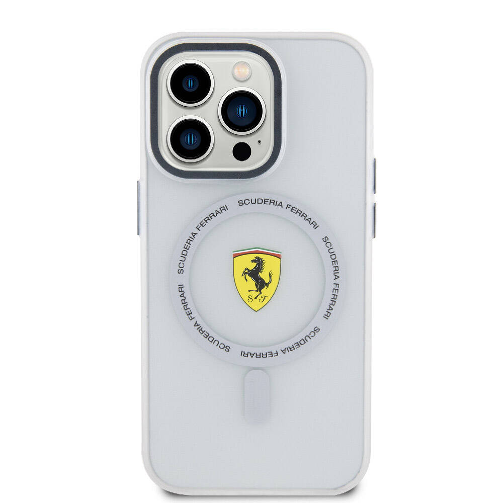 iPhone 15 Pro Max Kılıf Ferrari Orjinal Lisanslı M-safe Şarj Özellikli Kontrast Bumper SF Ring Kapak