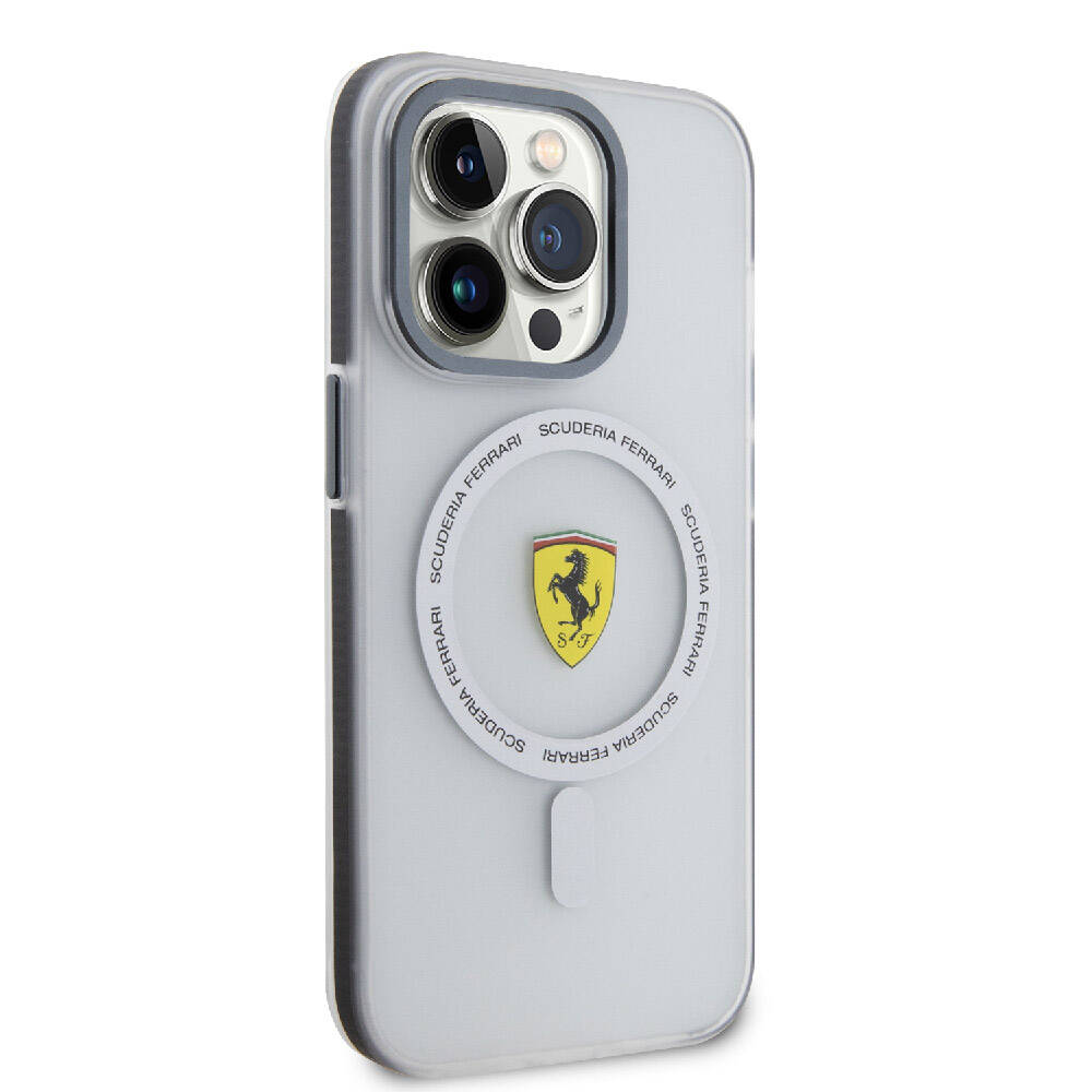 iPhone 15 Pro Max Kılıf Ferrari Orjinal Lisanslı M-safe Şarj Özellikli Kontrast Bumper SF Ring Kapak