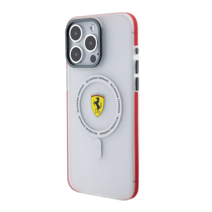 iPhone 15 Pro Max Kılıf Ferrari Orjinal Lisanslı M-safe Şarj Özellikli Kontrast Bumper SF Ring Kapak