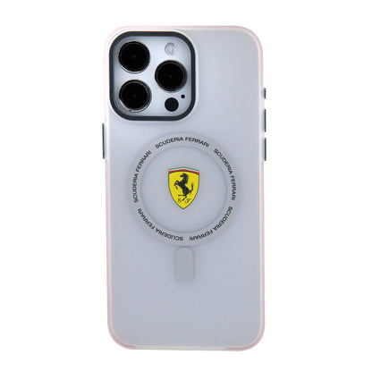 iPhone 15 Pro Max Kılıf Ferrari Orjinal Lisanslı M-safe Şarj Özellikli Kontrast Bumper SF Ring Kapak