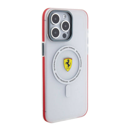 iPhone 15 Pro Max Kılıf Ferrari Orjinal Lisanslı M-safe Şarj Özellikli Kontrast Bumper SF Ring Kapak