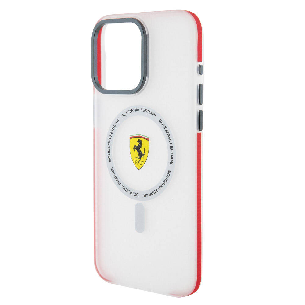 iPhone 15 Pro Max Kılıf Ferrari Orjinal Lisanslı M-safe Şarj Özellikli Kontrast Bumper SF Ring Kapak