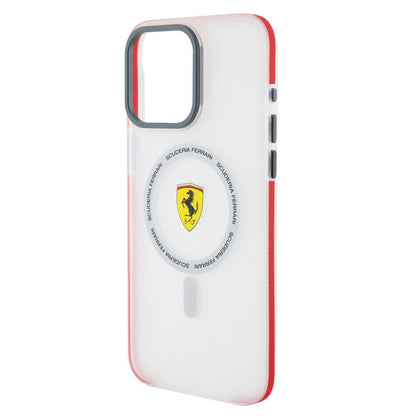 iPhone 15 Pro Max Kılıf Ferrari Orjinal Lisanslı M-safe Şarj Özellikli Kontrast Bumper SF Ring Kapak