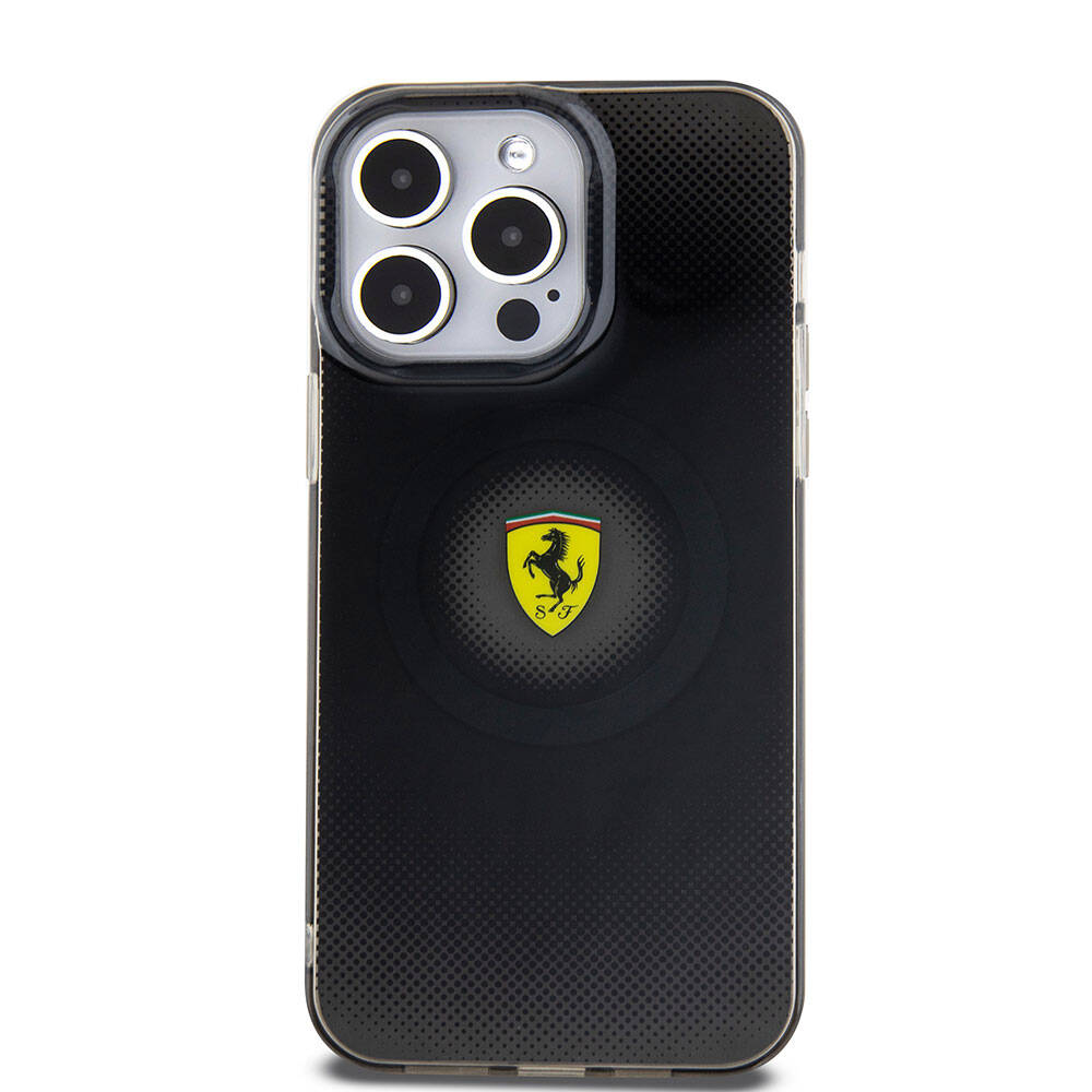 iPhone 15 Pro Max Kılıf Ferrari Orjinal Lisanslı M-safe Şarj Özellikli Parçalanan Noktalar Desenli Kapak