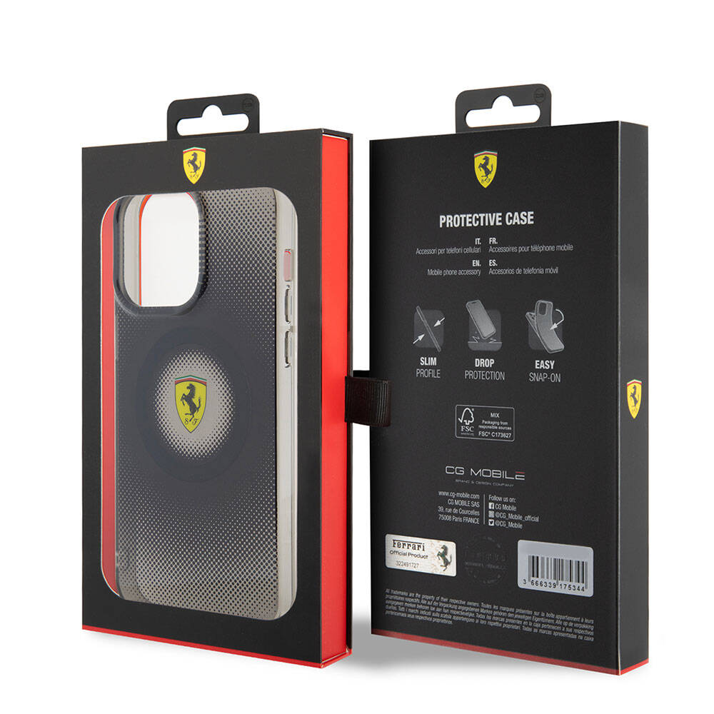 iPhone 15 Pro Max Kılıf Ferrari Orjinal Lisanslı M-safe Şarj Özellikli Parçalanan Noktalar Desenli Kapak