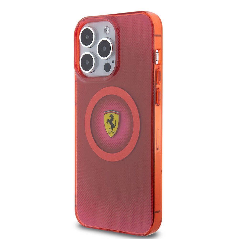 iPhone 15 Pro Max Kılıf Ferrari Orjinal Lisanslı M-safe Şarj Özellikli Parçalanan Noktalar Desenli Kapak