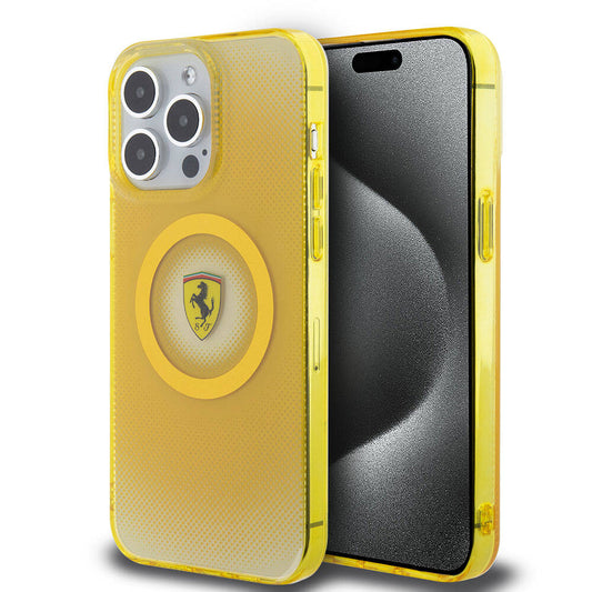 iPhone 15 Pro Max Kılıf Ferrari Orjinal Lisanslı M-safe Şarj Özellikli Parçalanan Noktalar Desenli Kapak