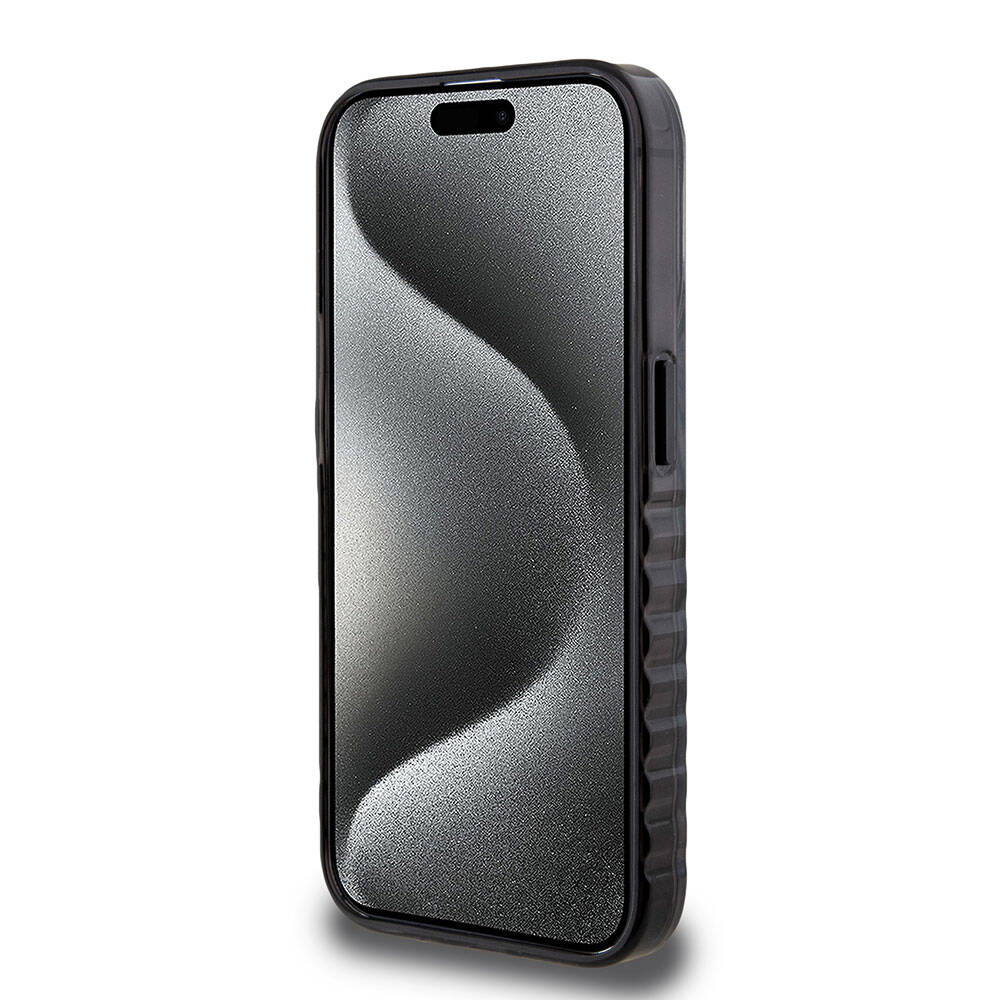 iPhone 15 Pro Max Kılıf Ferrari Orjinal Lisanslı M-safe Şarj Özellikli Tırtıklı Kenar Tasarımlı Ortalanmış Logo Kapak