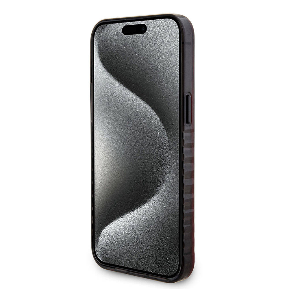 iPhone 15 Pro Max Kılıf Ferrari Orjinal Lisanslı M-safe Şarj Özellikli Tırtıklı Kenar Tasarımlı Ortalanmış Logo Kapak