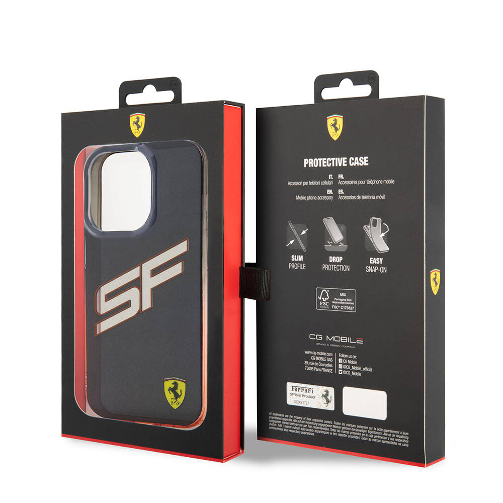 iPhone 15 Pro Max Kılıf Ferrari Orjinal Lisanslı Transparan SF Yazılı Kenarları Renk Geçişli Kapak