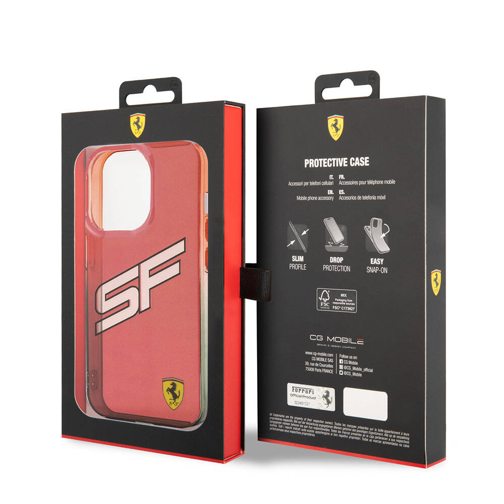 iPhone 15 Pro Max Kılıf Ferrari Orjinal Lisanslı Transparan SF Yazılı Kenarları Renk Geçişli Kapak
