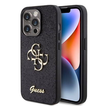iPhone 15 Pro Max Kılıf Guess Orjinal Lisanslı 4G Büyük Metal Logolu Glitter Kapak
