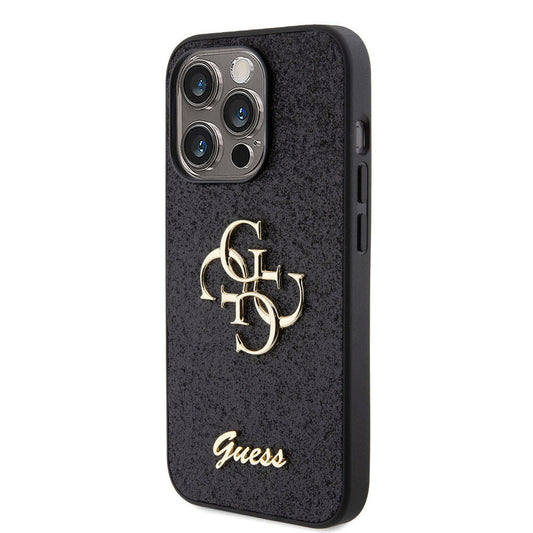 iPhone 15 Pro Max Kılıf Guess Orjinal Lisanslı 4G Büyük Metal Logolu Glitter Kapak
