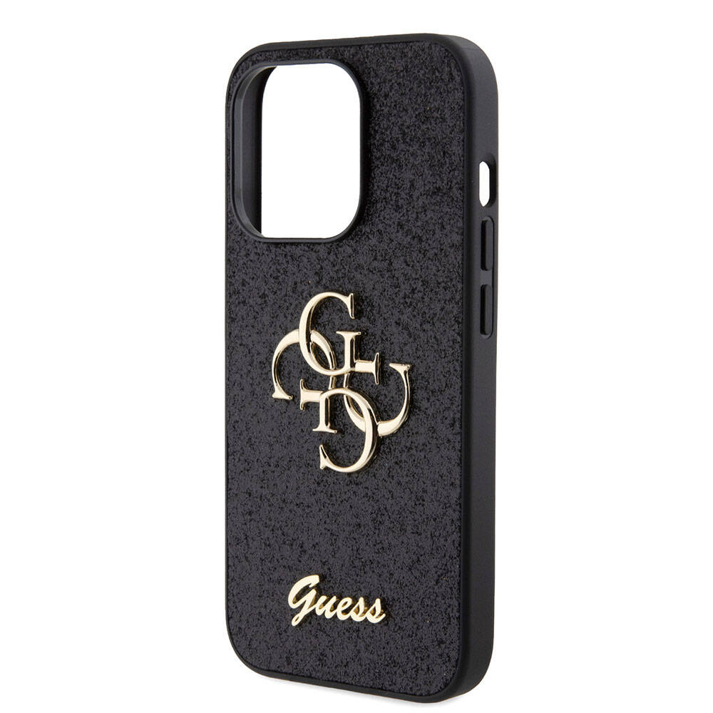 iPhone 15 Pro Max Kılıf Guess Orjinal Lisanslı 4G Büyük Metal Logolu Glitter Kapak
