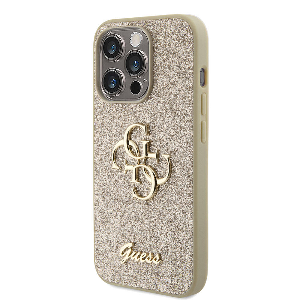 iPhone 15 Pro Max Kılıf Guess Orjinal Lisanslı 4G Büyük Metal Logolu Glitter Kapak