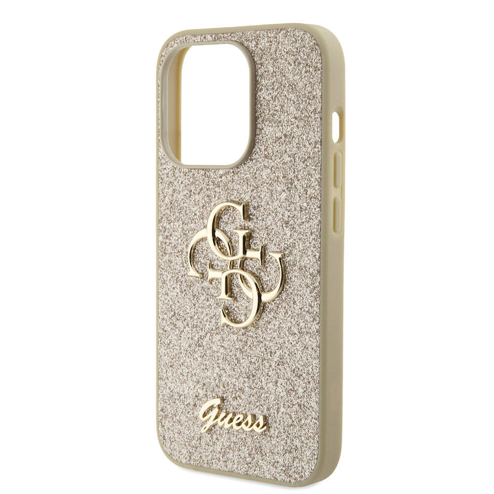 iPhone 15 Pro Max Kılıf Guess Orjinal Lisanslı 4G Büyük Metal Logolu Glitter Kapak