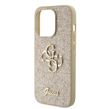 iPhone 15 Pro Max Kılıf Guess Orjinal Lisanslı 4G Büyük Metal Logolu Glitter Kapak