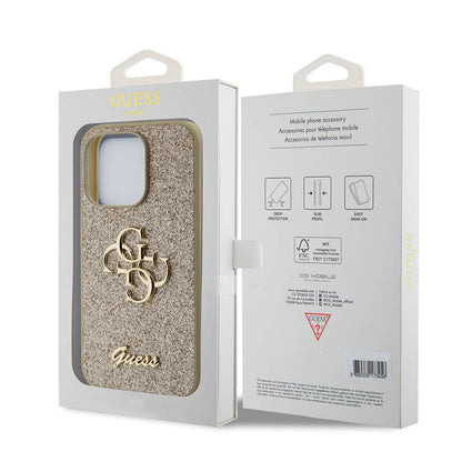 iPhone 15 Pro Max Kılıf Guess Orjinal Lisanslı 4G Büyük Metal Logolu Glitter Kapak