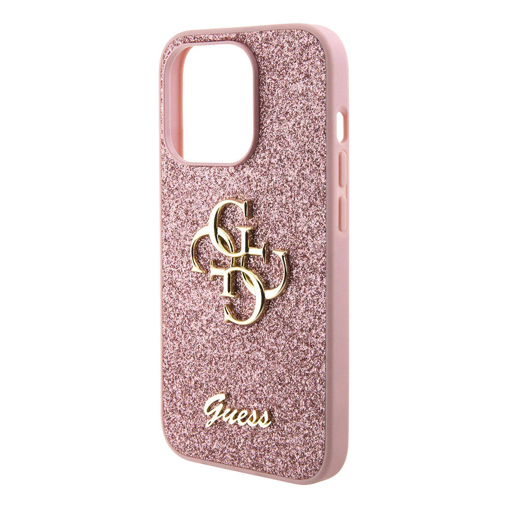 iPhone 15 Pro Max Kılıf Guess Orjinal Lisanslı 4G Büyük Metal Logolu Glitter Kapak