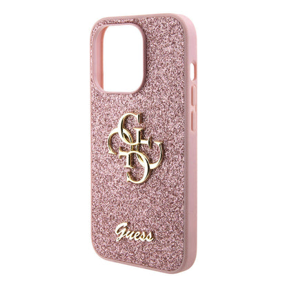 iPhone 15 Pro Max Kılıf Guess Orjinal Lisanslı 4G Büyük Metal Logolu Glitter Kapak