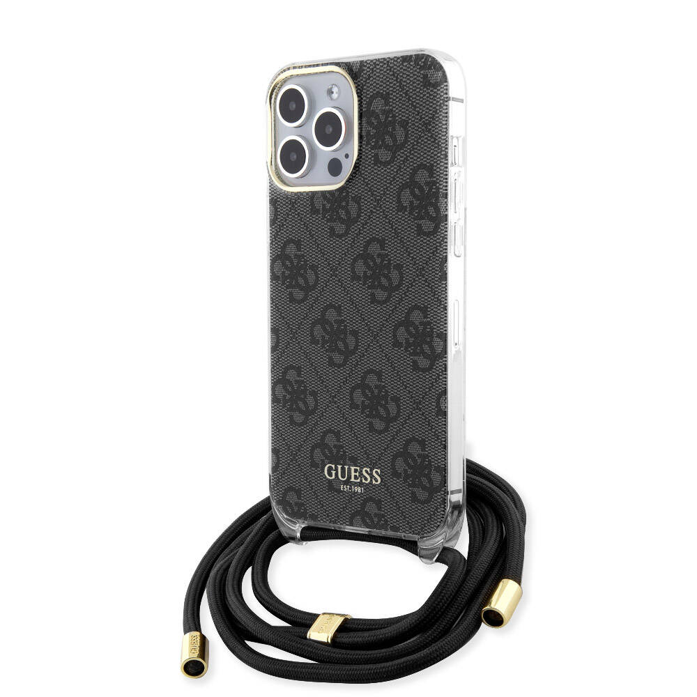 iPhone 15 Pro Max Kılıf Guess Orjinal Lisanslı Çapraz Kordon 4G Desenli Kapak