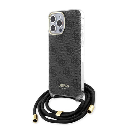 iPhone 15 Pro Max Kılıf Guess Orjinal Lisanslı Çapraz Kordon 4G Desenli Kapak