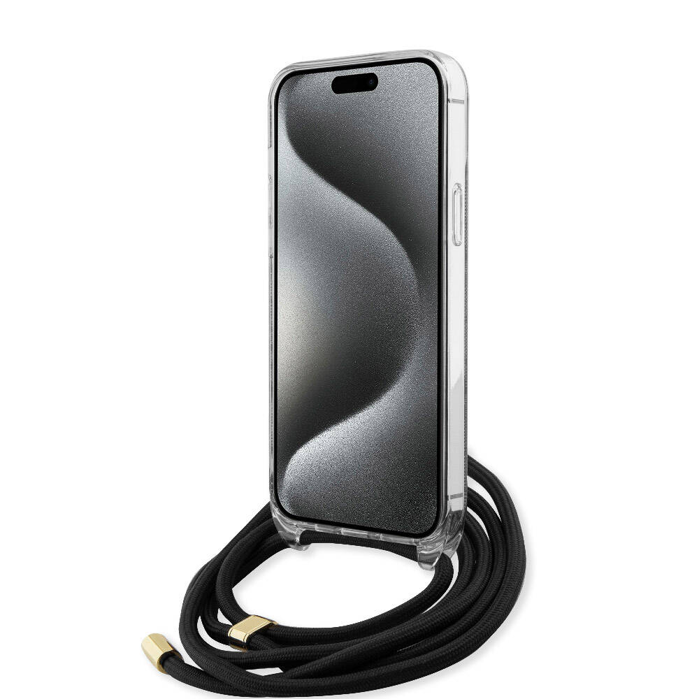 iPhone 15 Pro Max Kılıf Guess Orjinal Lisanslı Çapraz Kordon 4G Desenli Kapak