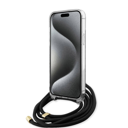 iPhone 15 Pro Max Kılıf Guess Orjinal Lisanslı Çapraz Kordon 4G Desenli Kapak