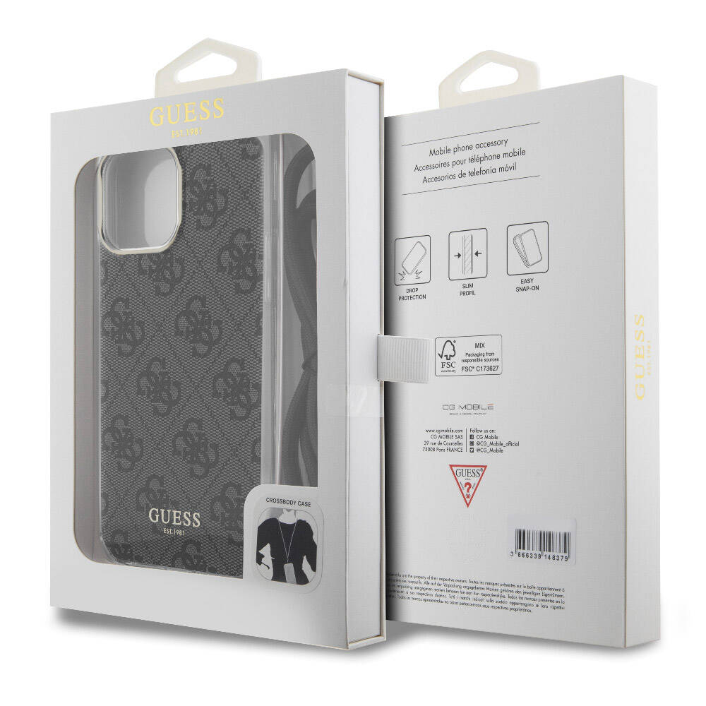 iPhone 15 Pro Max Kılıf Guess Orjinal Lisanslı Çapraz Kordon 4G Desenli Kapak