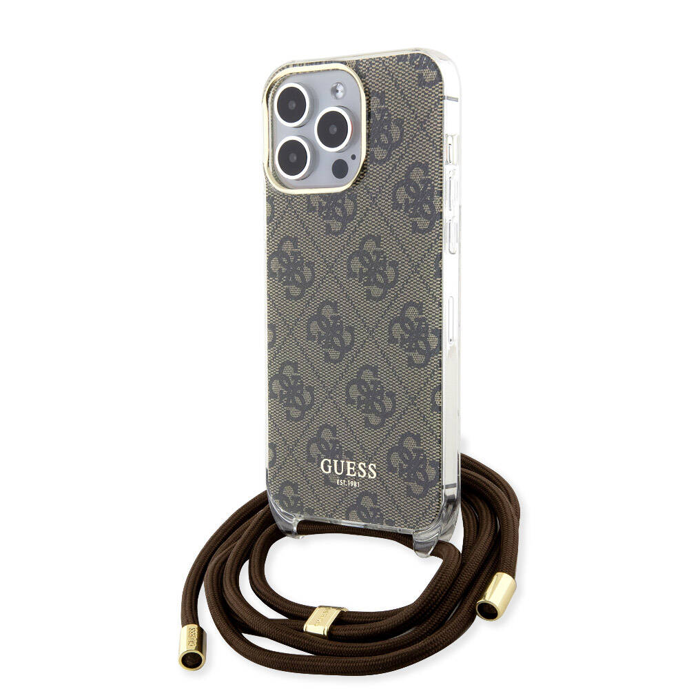 iPhone 15 Pro Max Kılıf Guess Orjinal Lisanslı Çapraz Kordon 4G Desenli Kapak