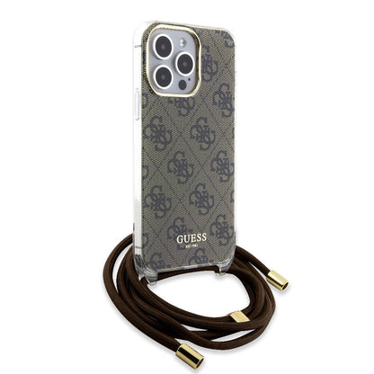 iPhone 15 Pro Max Kılıf Guess Orjinal Lisanslı Çapraz Kordon 4G Desenli Kapak