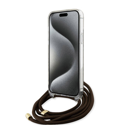 iPhone 15 Pro Max Kılıf Guess Orjinal Lisanslı Çapraz Kordon 4G Desenli Kapak