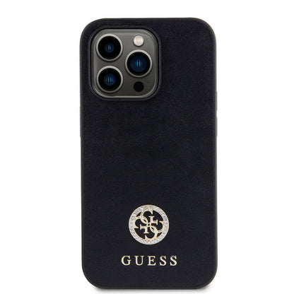 iPhone 15 Pro Max Kılıf Guess Orjinal Lisanslı Deri 4G Metal Logo Strass Kapak