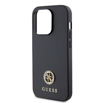 iPhone 15 Pro Max Kılıf Guess Orjinal Lisanslı Deri 4G Metal Logo Strass Kapak