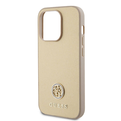 iPhone 15 Pro Max Kılıf Guess Orjinal Lisanslı Deri 4G Metal Logo Strass Kapak