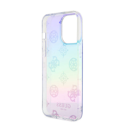 iPhone 15 Pro Max Kılıf Guess Orjinal Lisanslı Desenli Yazı Logolu Askı İpli Holografik Glitter Peony Kapak