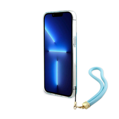 iPhone 15 Pro Max Kılıf Guess Orjinal Lisanslı Desenli Yazı Logolu Askı İpli Holografik Glitter Peony Kapak