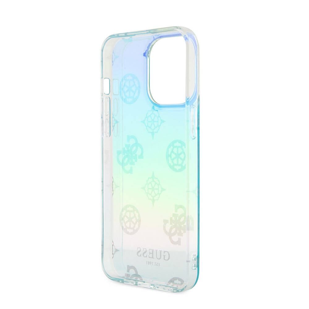 iPhone 15 Pro Max Kılıf Guess Orjinal Lisanslı Desenli Yazı Logolu Askı İpli Holografik Glitter Peony Kapak