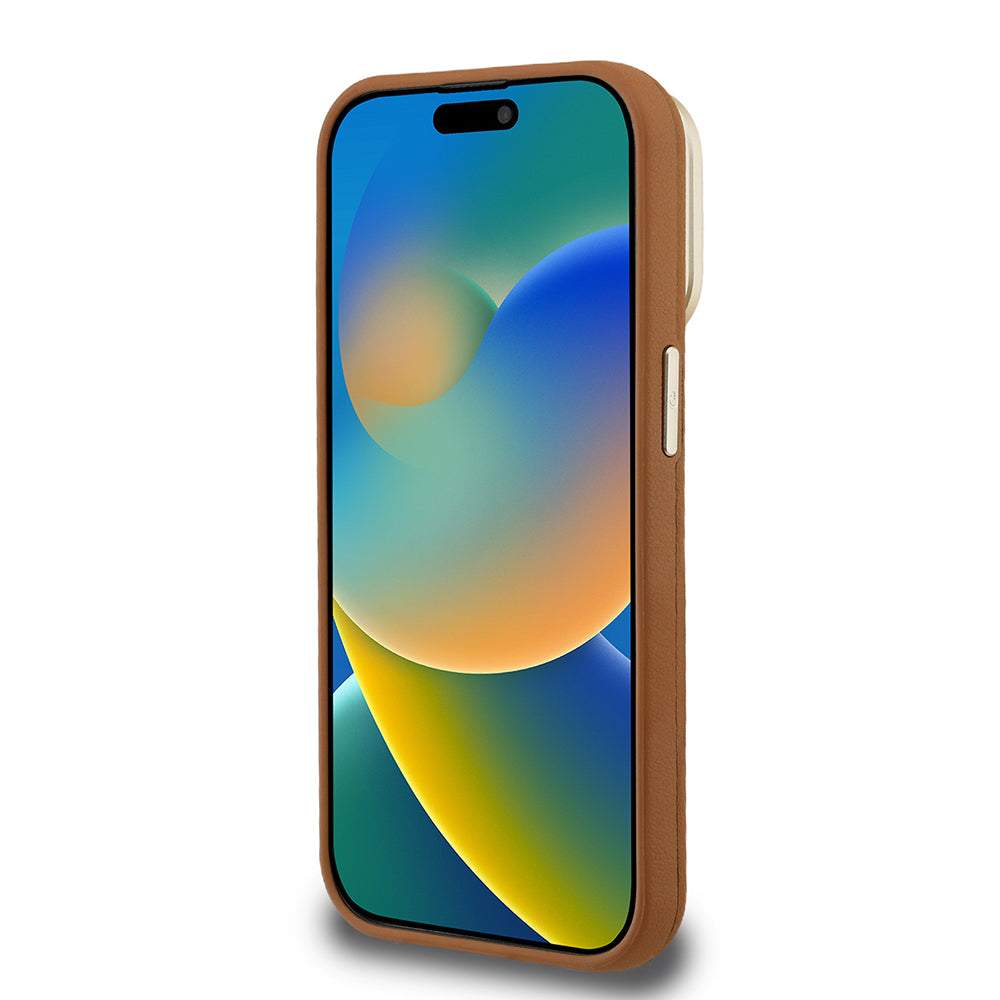 iPhone 15 Pro Max Kılıf Guess Orjinal Lisanslı Grained Yazı Logolu Kamera Standlı Kapak