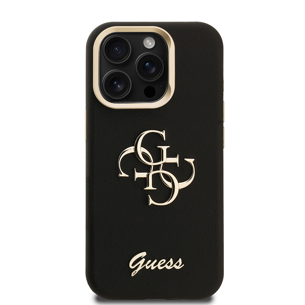 iPhone 15 Pro Max Kılıf Guess Orjinal Lisanslı Grained Yazı Logolu Kamera Standlı Kapak