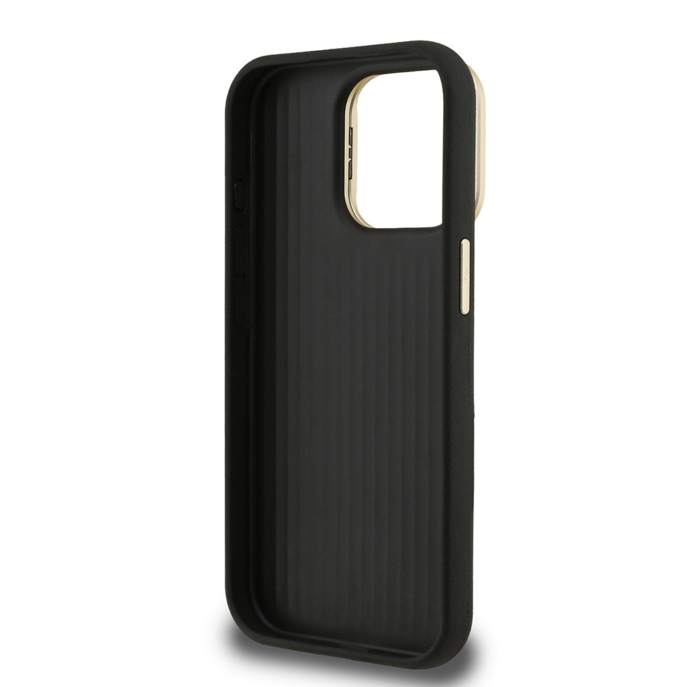 iPhone 15 Pro Max Kılıf Guess Orjinal Lisanslı Grained Yazı Logolu Kamera Standlı Kapak