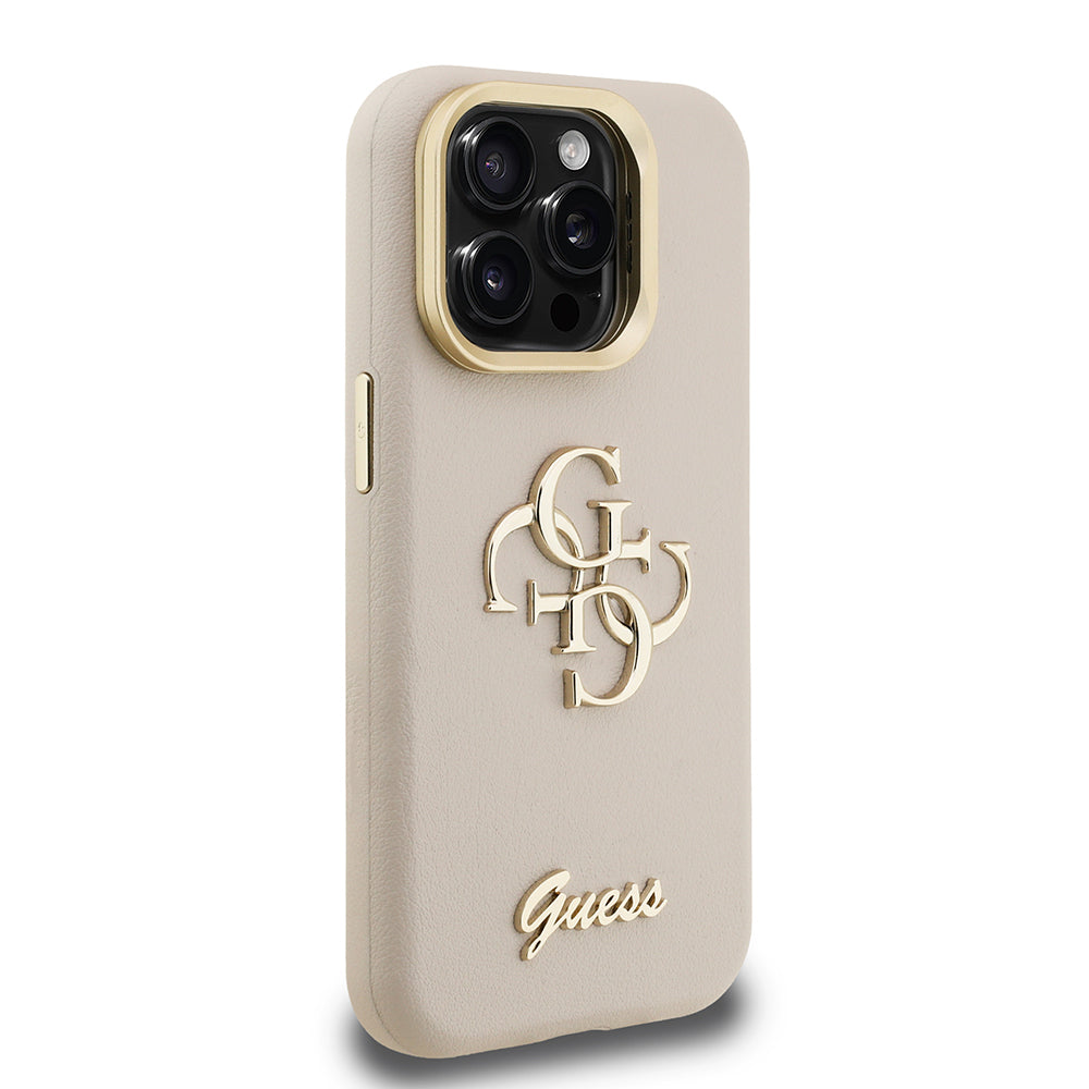 iPhone 15 Pro Max Kılıf Guess Orjinal Lisanslı Grained Yazı Logolu Kamera Standlı Kapak