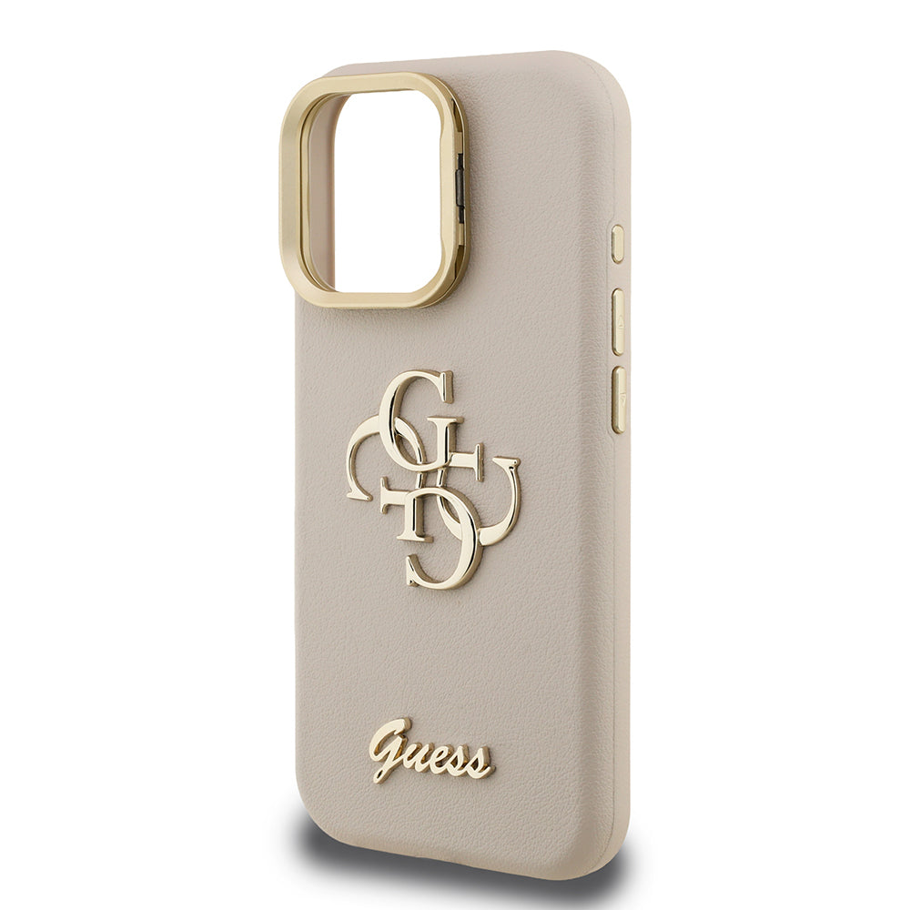 iPhone 15 Pro Max Kılıf Guess Orjinal Lisanslı Grained Yazı Logolu Kamera Standlı Kapak