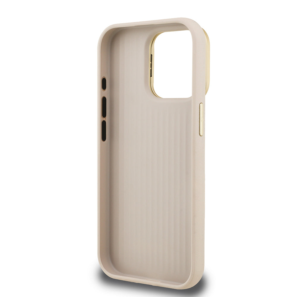 iPhone 15 Pro Max Kılıf Guess Orjinal Lisanslı Grained Yazı Logolu Kamera Standlı Kapak