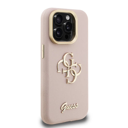 iPhone 15 Pro Max Kılıf Guess Orjinal Lisanslı Grained Yazı Logolu Kamera Standlı Kapak